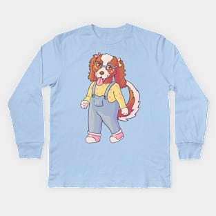 Nerdy Spaniel Kids Long Sleeve T-Shirt